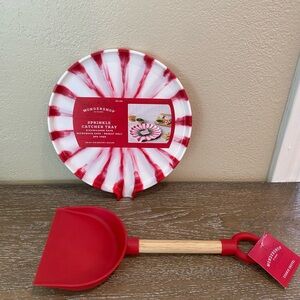 Christmas Cookie Shovel Red & Sprinkle Catcher Tray - Wondershop nwt